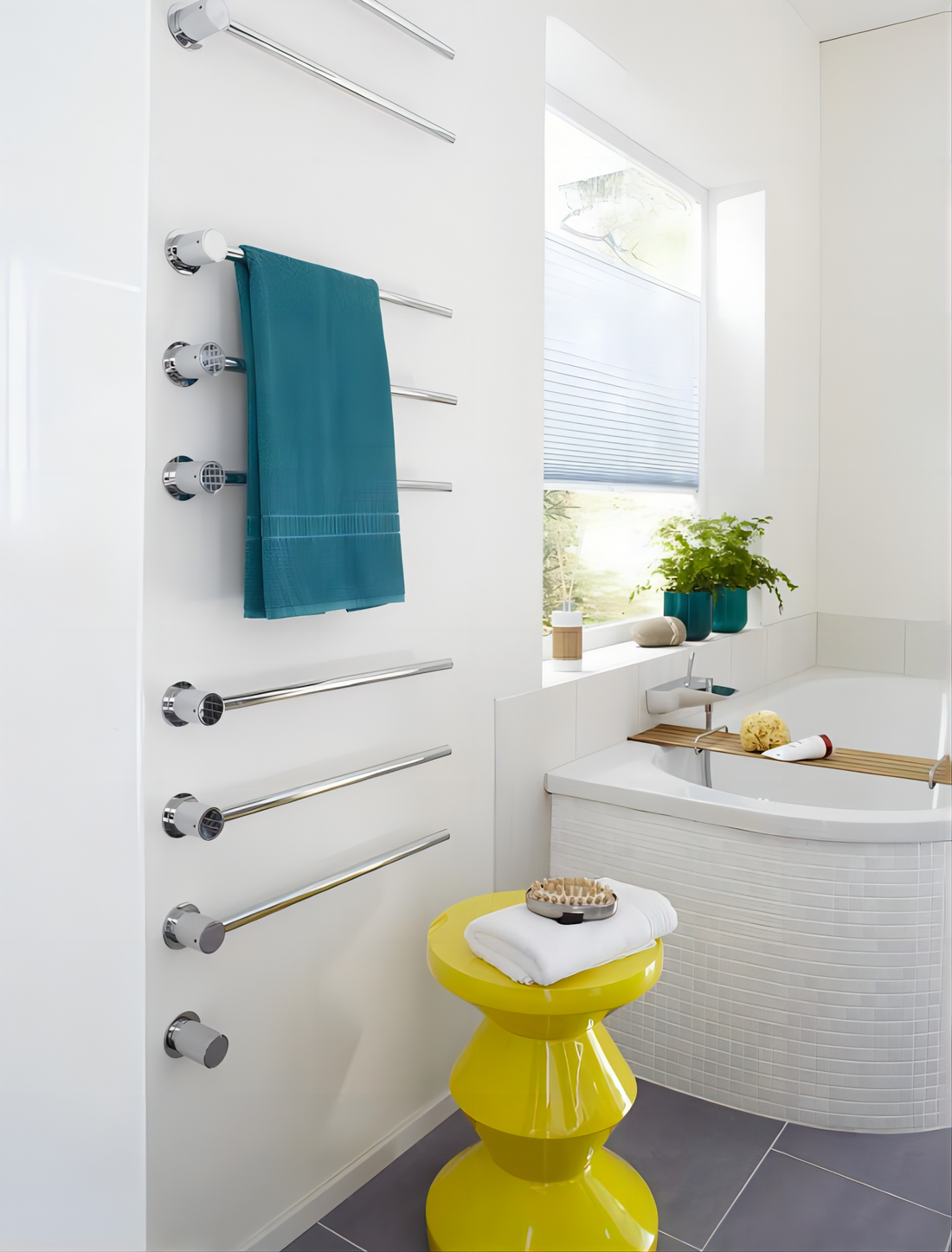 Luxurious Todattion towel warmer transforming a modern bathroom