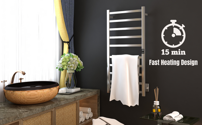 Topdattion Electric Towel Warmer | Matte Black Stainless Steel | Efficient 10-Bar Heater