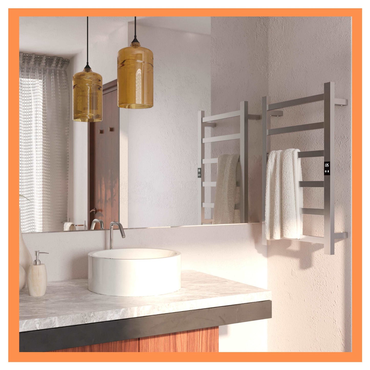 Topdattion Ultra-Slim Electric Towel Warmer with LED Display Panel