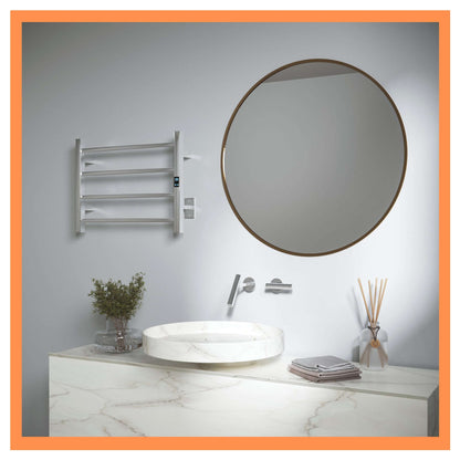 Topdattion Square 4-Bar Electric Towel Warmer in Brushed Stainless Steel